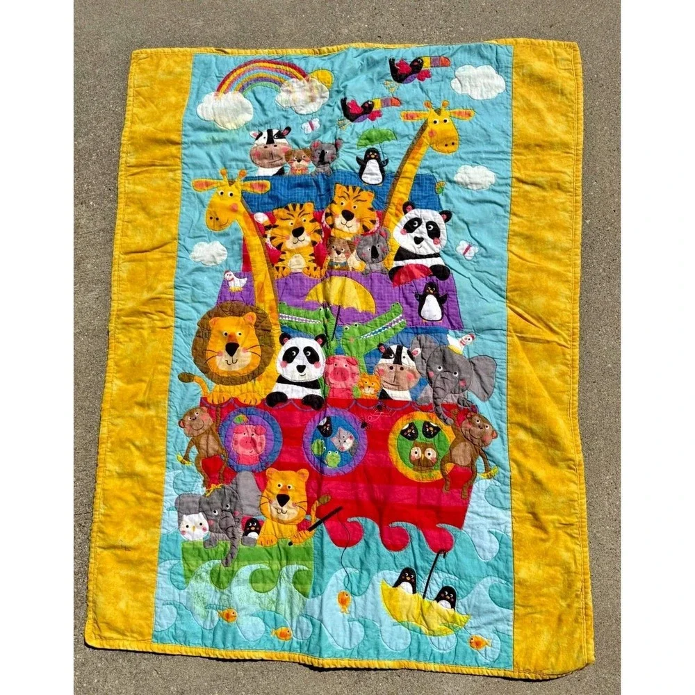 Noah's Ark Baby‎ Quilt Animal Patchwork Applique Crib Blanket 45x35